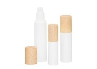 15ml / 30ml / 50ml Customized Color Woodden Cap PP Airless Bottle Skin Care Packaging UKA58