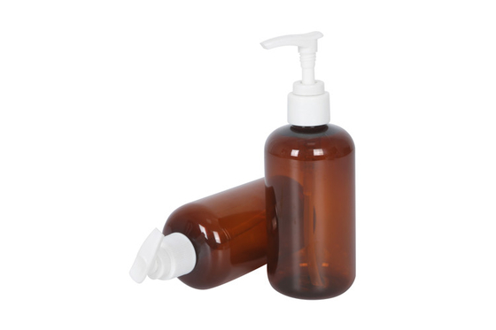 2.0cc Shampoo Pump Dispenser Bottle Amber Pet All Plastic Od 57mm