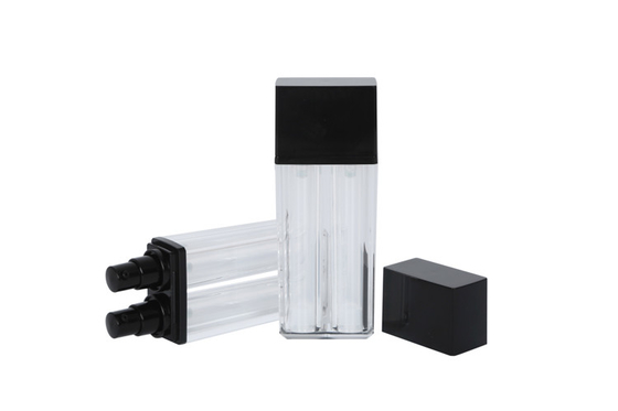 15ml / 15ml Empty PP Black Airless Lotion Cream Pump Acrylic Double Wall 2 Tubes Vacuum Foundation Bottle