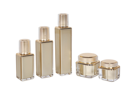 Family Set Square Gold Cosmetic Packaging Bottles 30/60/120ml For Skincare