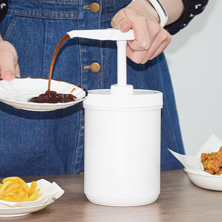Round HDPE 1250ml Conatiner Ketchup Dispenser Pump Non Spill Square