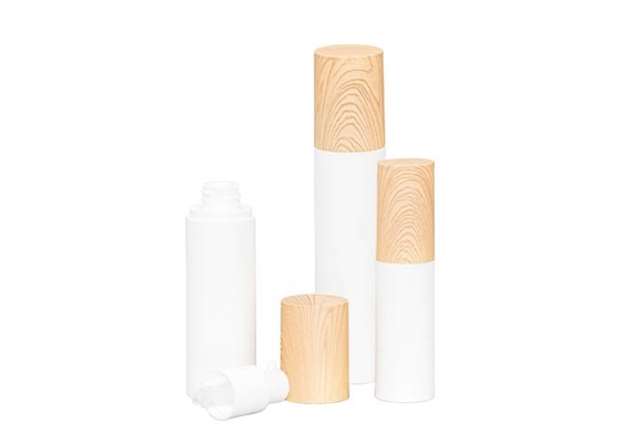 15ml 30ml 50ml Wood Grain Over Cap PP Airless Bottle Packaging With Water Transfer Printing