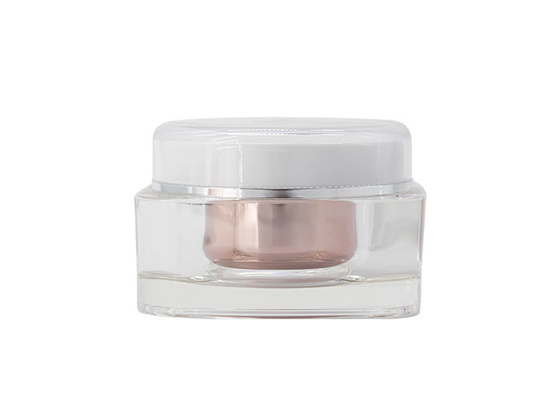 Square Acrylic Double Wall Cosmetic Skincare Cream Jar 100g Od 87mm