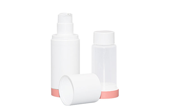 White Pp Refillable System Airless Pump Bottles Round Shape 30ml 50ml 100ml