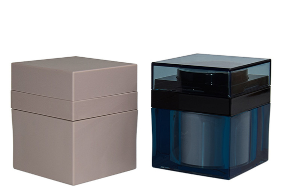 PMMA Square Airless Pump Jar 50g High-End Luxury Cosmetic Packaging