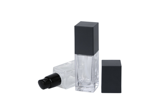 Transparent Square Makeup OD32mm Foundation Glass Bottle 20ml 30ml Cosmetic Primer Dispenser