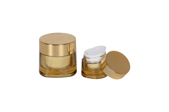 Gold Cosmetic Packaging Set Plastic Dropper Bottle Lotion Bottle Toner Bottle And 15/50g Acrylic Cream Jar