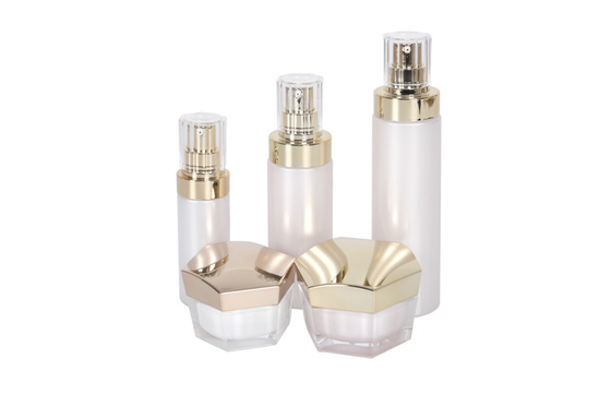 30/50/60/120/170ml Plastic Cosmetic Bottle Set With Cream Jar Skin Care Hexagon Cream Jar Empty Lotion Serum Bottle