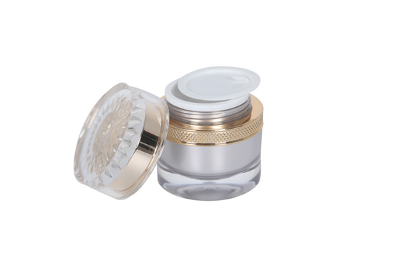Elegant Cosmetic Personal Care Packaging Set 50g Cream Jar 30-50-100ml Acrylic Gold Pump Lotion Bottle