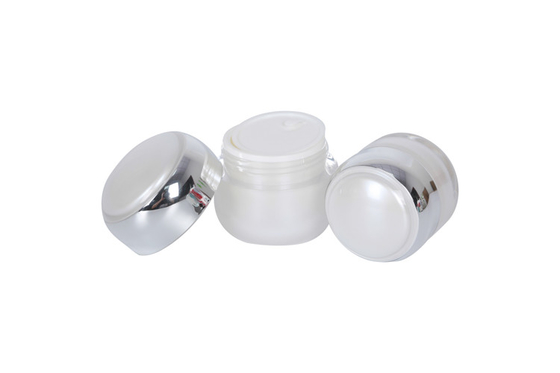 Sliver Pump/Cap White Acrylic 15-30-50-100ml Lotion Bottle 30-50g Crean Jar Skincare Cosmetic Set