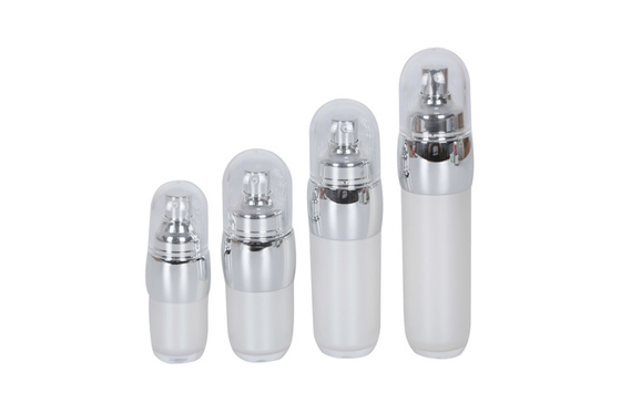 Sliver Pump/Cap White Acrylic 15-30-50-100ml Lotion Bottle 30-50g Crean Jar Skincare Cosmetic Set