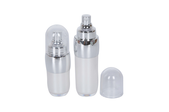 Sliver Pump/Cap White Acrylic 15-30-50-100ml Lotion Bottle 30-50g Crean Jar Skincare Cosmetic Set