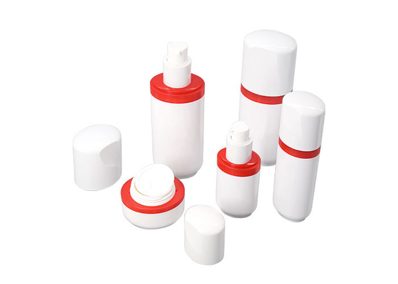 80ml Oval Lotion Cosmetic Pump Bottle Set With 25 / 45g PETG Jar