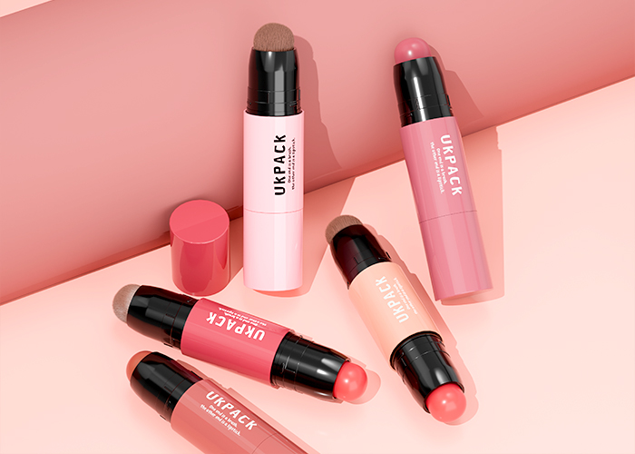 Dual-Ended Lipstick Packaging with Brush Lip Balm