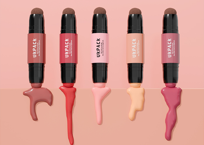 Dual-Ended Lipstick Packaging with Brush Lip Balm