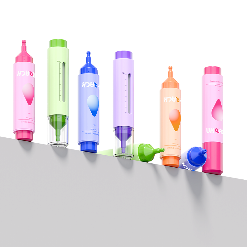 15ml Refillable Vacuum Airless Dropper Bottle with Side Visual Progress Bar