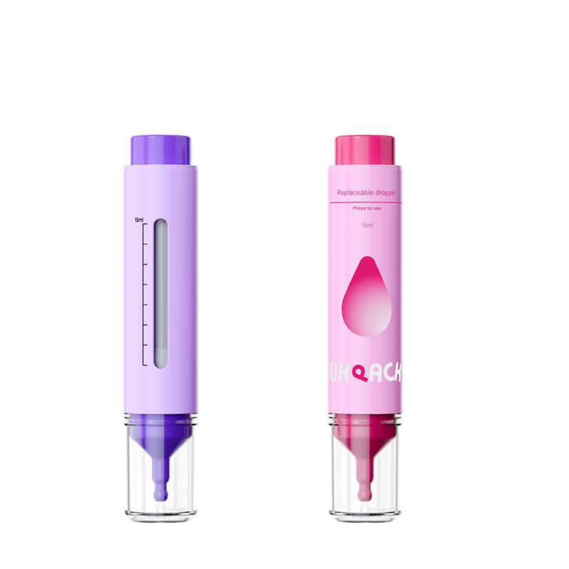 15ml Refillable Vacuum Airless Dropper Bottle with Side Visual Progress Bar