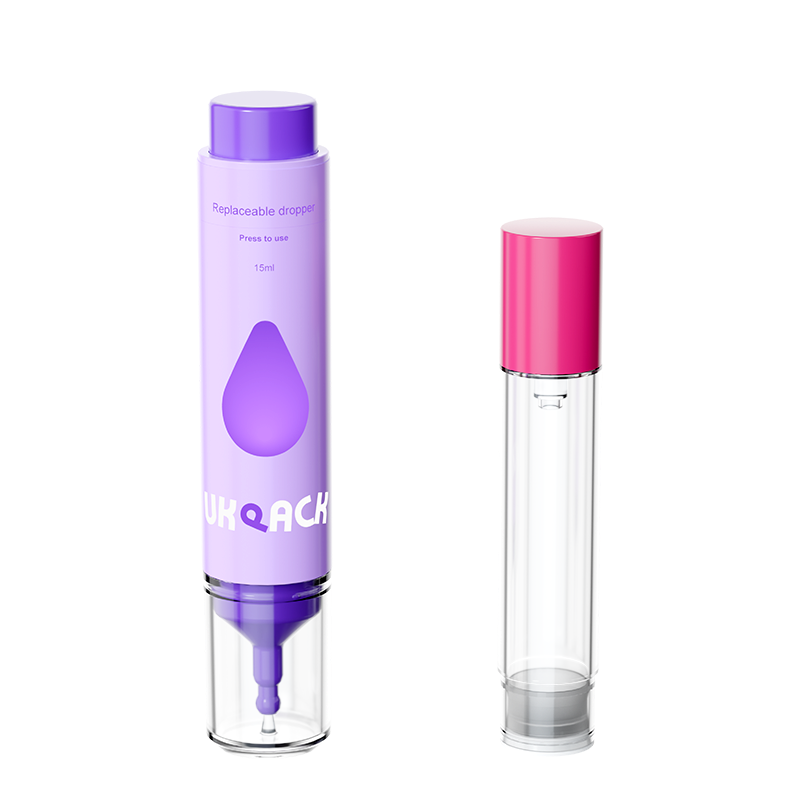 15ml Refillable Vacuum Airless Dropper Bottle with Side Visual Progress Bar