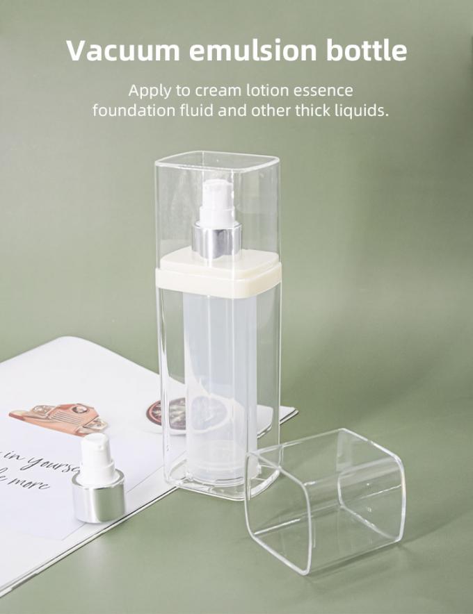 Acrylic Airless Bottle 100ml Square For Skin Care Cream 0