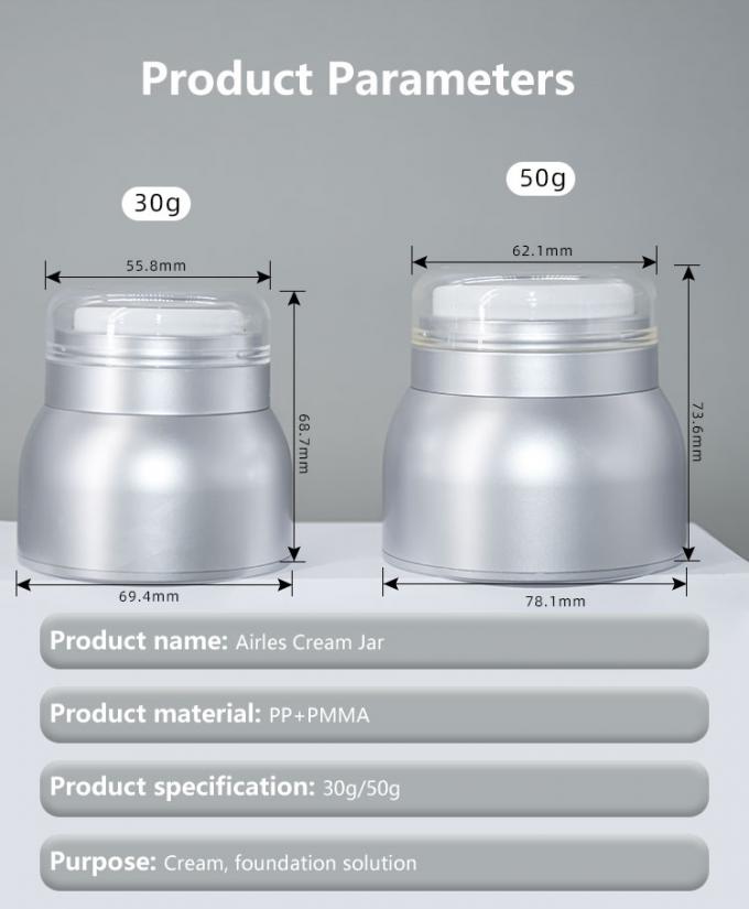 Acrylic Airless Jars With Caps 30g And 50g Cosmetic Packaging 5