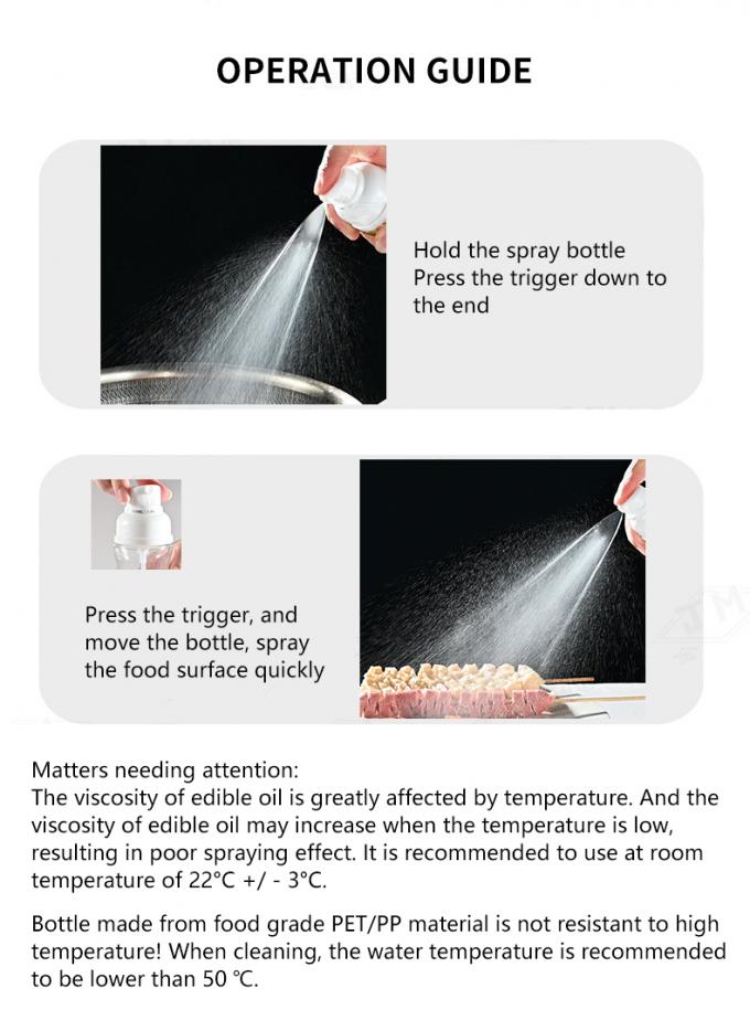 Odorless Cooking Oil Spray Bottle Rotating Nozzle PET 250ml 6
