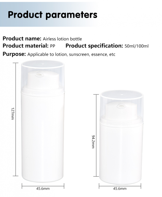 50ml/100ml PP Airless Lotion Bottle Skin Care Packaging Essence Liotion Suncreen Bottle UKA77 6