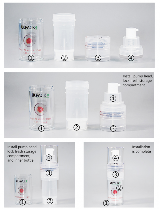 30ml/50ml DUO-Mixed PET Replaceable Airless Bottle Skin Care Packaging UKA84 6