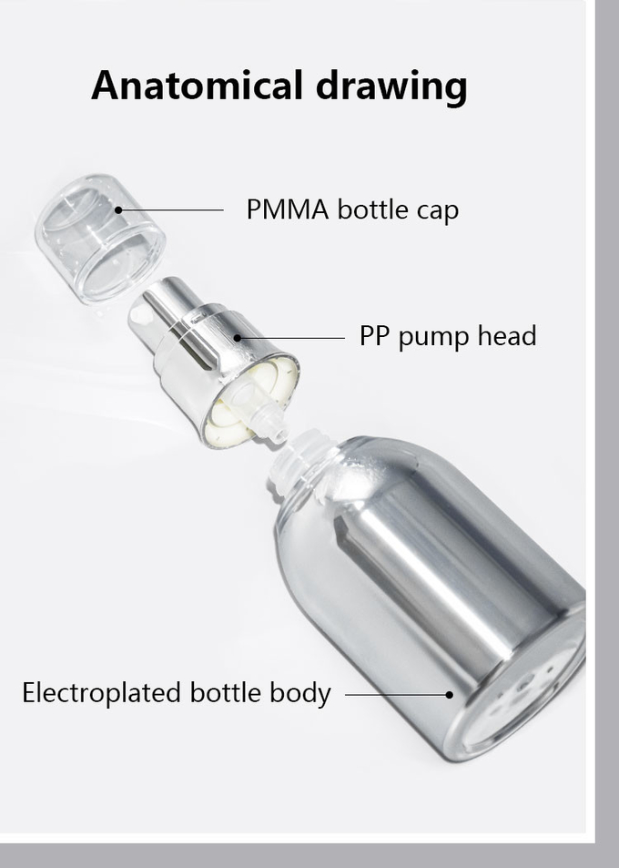 Acrylic Skincare Cosmetic Airless Bottle Full Electroplating Vacuum Bottle 30ml 50ml 100ml 1
