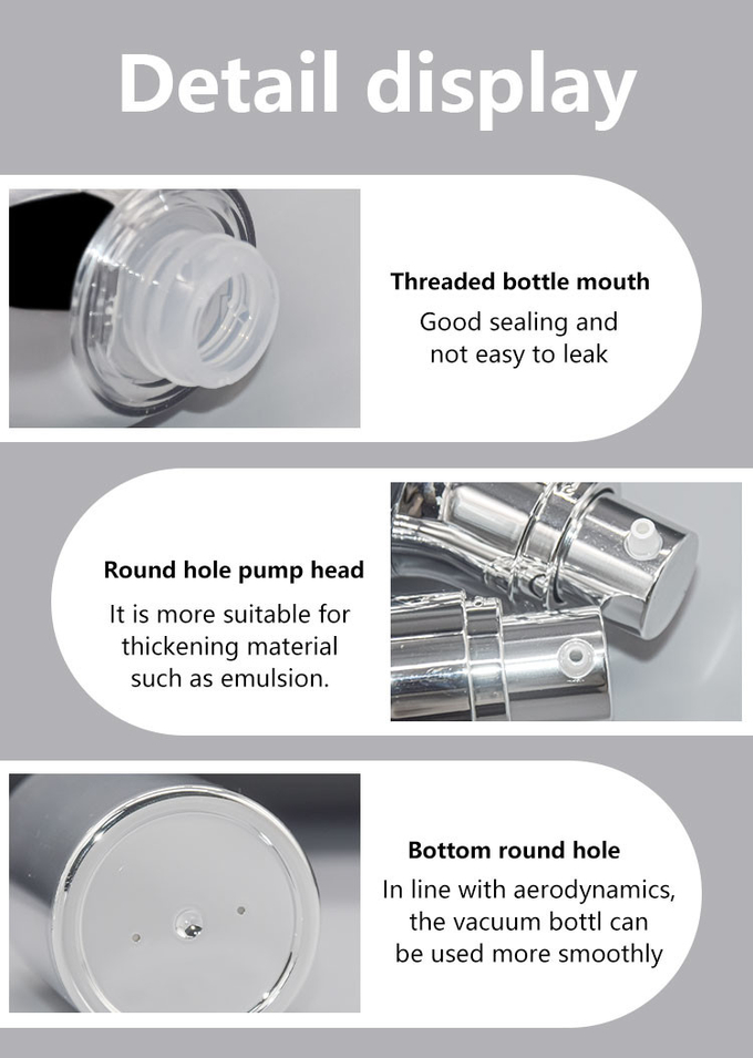 Acrylic Skincare Cosmetic Airless Bottle Full Electroplating Vacuum Bottle 30ml 50ml 100ml 2