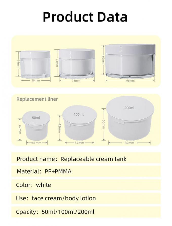 50g/100g/200g Customized Color And Logo Skin Care Packaging Transparent Replaceable Acrylic Cream Jar UKC36 4