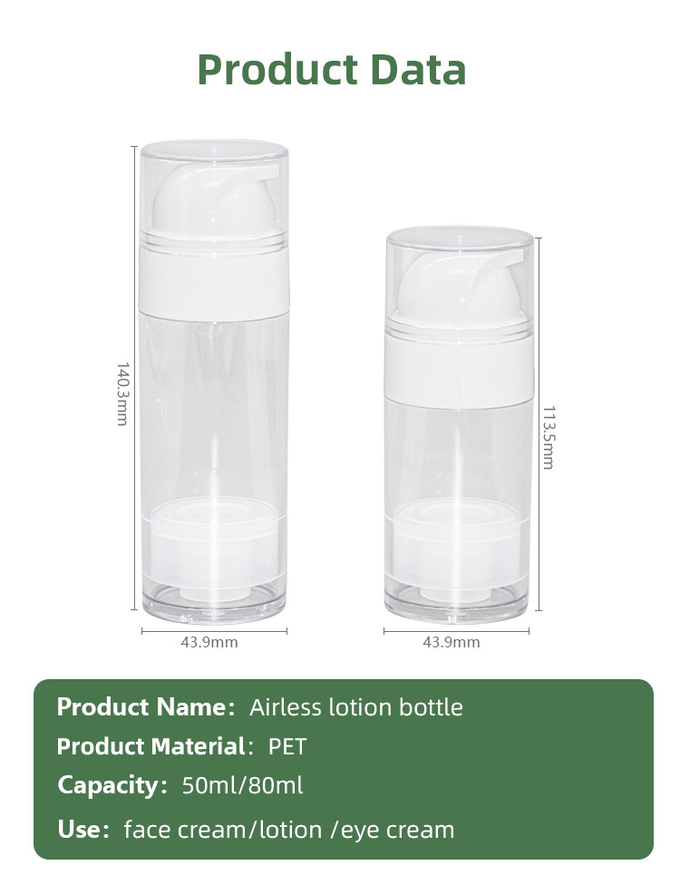 50ml/80ml PP pump+PET bottle Customized Color And logo Airless pump Bottle Vacuum Packaging UKA69 1