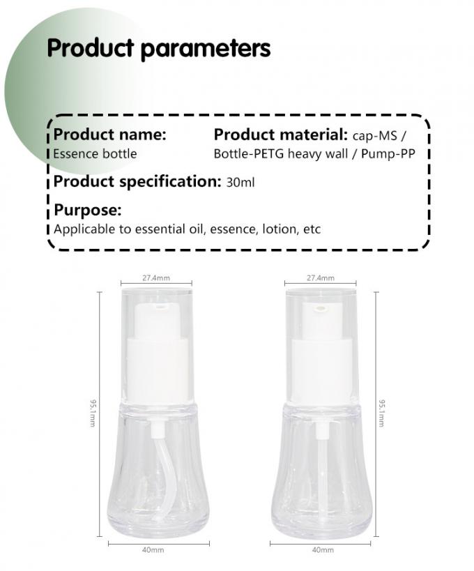 Transparent Heavy Wall 30ml Lotion Pump Bottle 50% PCR PETG For Serum Essence Oil 3