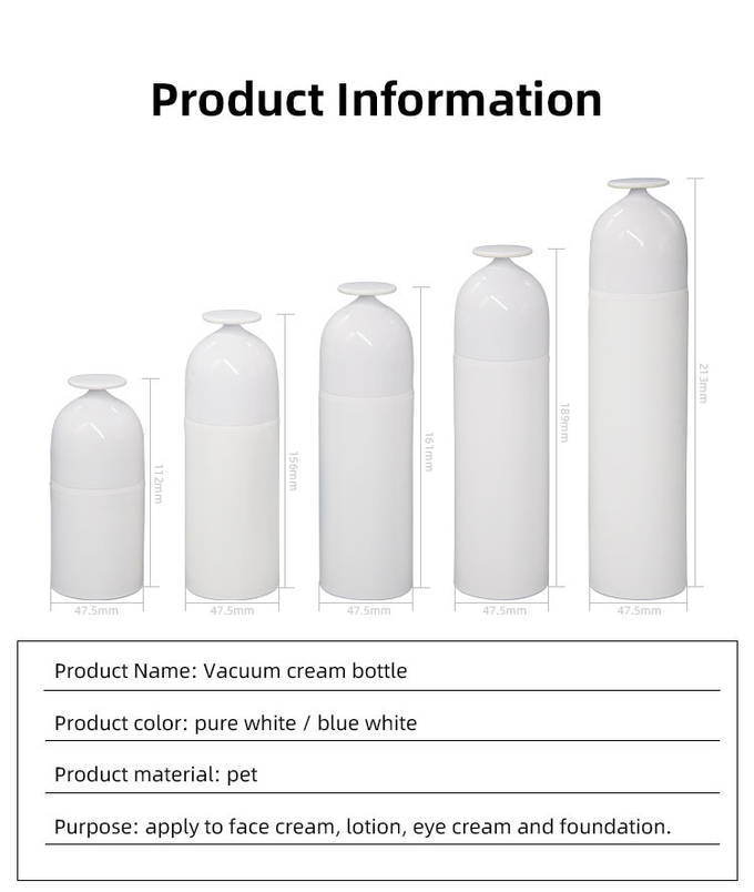 30m 50ml 100ml 150ml 200ml PCR Airless Bottles For Creams Lotions Center Hole Output 1