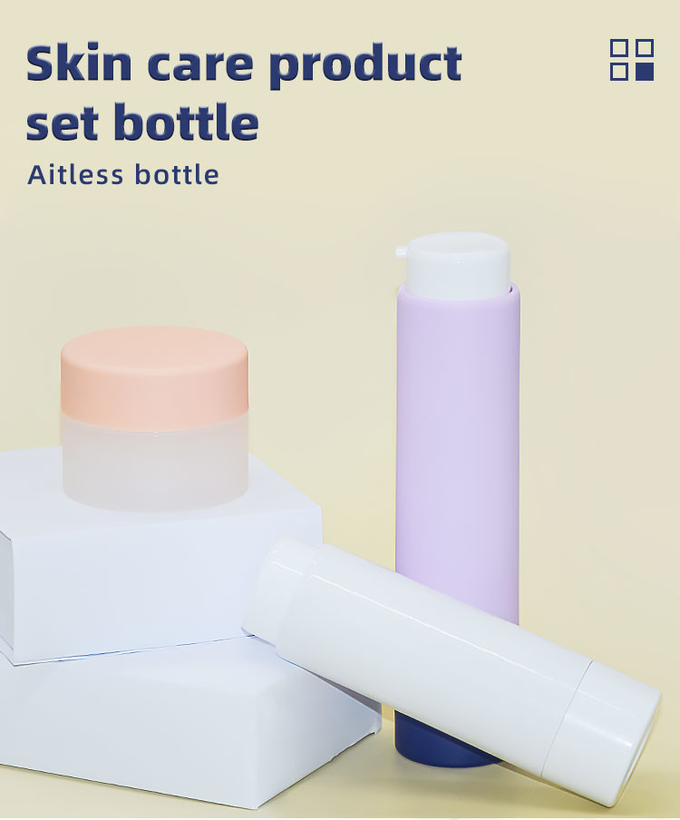 Luxury Skincare Packaging Set Replaceable Bottom Rotary 30ml 50ml PP Airless Bottle 50g PP Cream Jar 0