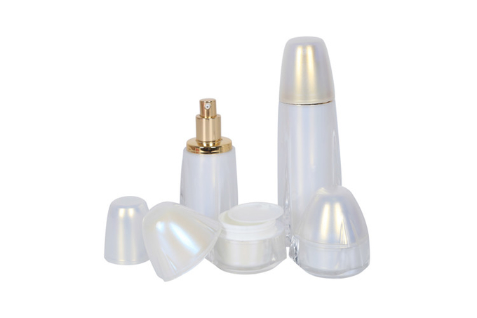 Inverted Triangle Acrylic Lotion Pump Bottle 30 / 50g Cream Jars For Cosmetic Skincare Set 0