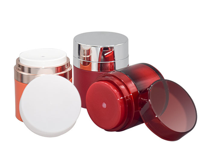 Acrylic Airless Cream Jar With Pressed Pump For BB / CC / DD Cream Packaging