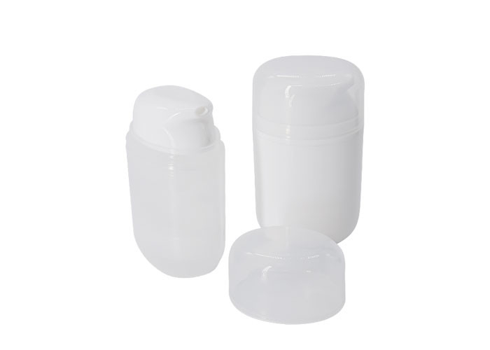 Sunscreen packaging PP Plastic Oval Flat Airless Cosmetic Bottles 50ml With Unique Pump